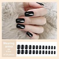 Press-on Nails, Short Square-shaped Nails, Dark-coloured Wearable Nails, Removable Finished False Nail Stickers 5ml One Size juoda