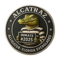 Crocodile Inmate Mugshot Coin Prison Memorabilia Crocodile Challenge Coin Florida Everglades Prison Collectible Crime History Coin Gift for Collectors 1pc