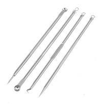 New 4Pcs Pimples Removal Skin Cleaner Antibacterial Acne Needle Tweezer Face Care Comedone Acne