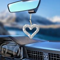 Krištolinis kalnų krištolas tuščiavidurė širdis automobilio pakabukas | Elegantiškas prietaisų skydelio pakabinamas ornamentas | Tobula dovana šeimai ir draugams balta