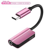 C tipo USB iki 3,5 mm ausinių lizdo įkrovimo adapteris, skirtas Xiaomi Note10 Aux Audio Converter Įkroviklio kabelio adapteris Ausinių išmaniųjų telefonų priedai Type C Adapter rožinio aukso spalvos