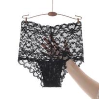 Sexy Lace Panties for Women High Waist Ultra-thin See-through Mesh Underwear Panties Large Size Cotton Crotch Briefs Lingerie L juoda