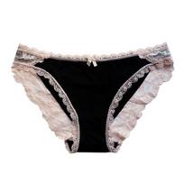 Moteriški ledo šilko apatiniai seksualios žemo liemens nėriniais dekoruotos kelnaitės, besiūlės, nematomos po drabužiais, kvėpuojančios, tamprios kelnaitės M juoda