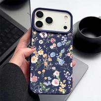 Flowers Vine Phone Case For iPhone Air 17 16 15 14 Pro Max 13 12 Pro Max 11 16e Shockproof Soft Silicone Leather Texture Cover iPhone 13 Pro tamsiai mėlyna spalva