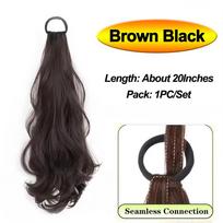 Sintetinis Perukas Uodega Ilga Banguota Uodega Plaukai Su Aukšto Elastingumo Guma Atspari Karščiui Plaukų Priauginimas Kasdieniam Naudojimui 1pc&20inches black