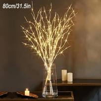 Elegantiškas 50 LED apšviestas beržo šakos šviestuvas - Veikiantis baterijomis, Realistiškas dirbtinis medis Kalėdoms, Vestuvėms ir Namų dekoravimui (Baterijos neįtrauktos) 20 Lamp