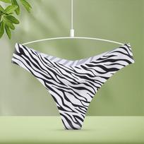 Ice Silk Seamless Low-Waist Printed Bikini Thong for Women - Sexy, Pure, European & American Style L (130-150 lbs) dryžiai