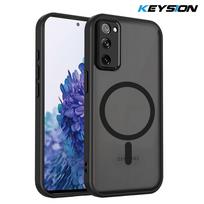 KEYSION Magnetinis telefono dėklas Samsung S20 FE S21 FE Silikoninis+PC Matinis Pusiau permatomas Skaidrus Smūgiams atsparus dėklas Galaxy S21 S20 FE 5G for Galaxy S20 FE juoda