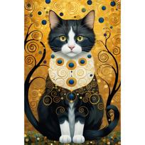5D DIY Diamond Painting Art Gustav Klimt Cat and Woman Diamond Mosaic Full Diamond Home Decor Gift Round 20x30cm