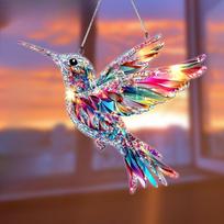 Acrylic Hummingbird Suncatcher - Light - Catching Window Decor, Novelty Home Decor, Party Living Room Bookshelf Entryway Home, Acrylic Decor 17*20cm white