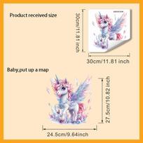 Rainbow Unicorn Wall Stickers, Magical Removable Self-Adhesive Decals for Kids Room & Living Room Decor 30x30cm įvairiaspalvis