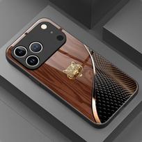 Medžio rašto Tigro galvos rašto grūdintas stiklas telefono dėklas iPhone 11 12 13 14 15 16 17 Pro Max 17 Air 7 8 Plus XR XS X Dangtelis iPhone17 Pro Max