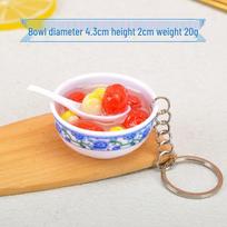 Chinese-Style Edible Toy Keychain: 4cm Simulation Food Bowl Pendant Gift