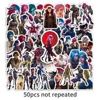 50 Arcane Animation Stickers - Game Character Decor for Skates, Bikes, Arcades, and Computers
