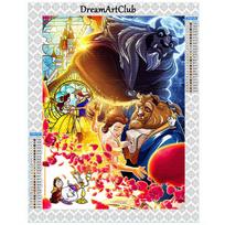 Disney Q versijos princesės fantazijos scena 5D deimantinės siuvinėjimo meno lipdukas Rankų darbo DIY dekoratyvinis paveikslas Round 20x30cm black