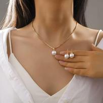 Fashion Light Luxury Earrings Necklace Set for Women auksas