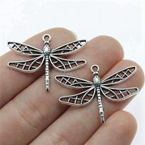Dragonflies Garden Insect Charm Antique Bronze Zinc Alloy Jewelry Making Supplies Jewelry Maker Style Earring Charms A32-4pcs-34x25mm