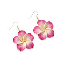 Big Flower Design Flower Drop Earrings Colorful Resin White Green Pink Resin Flowers Earrings Handmade Craft Soft Clay rožinė