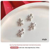 New Year Longevity Turtle Nail Art Silver Rhinestone Decorations - Hot Selling Wearable Accessories