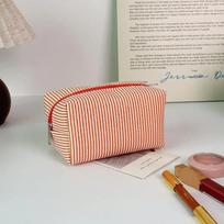 Fashion Women StripFashion Women Sed Cosmetic Bags Striped Storage Make Up Bags For Women Lady With Zipper Travel Bag Makeup Bag oranžinė