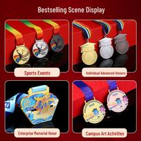 Custom Gold Foil Medal for Student Sports Meet & Marathon - Personalized Children's Prize Small Laurel Silver - Plain