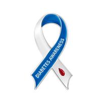 Creative Blue And White Ribbon Brooch For Diabetes Awareness Compact Alloy Pin Ideal For Donation Event 1
