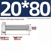 Stainless Steel M20x80mm Hex Bolt, Grade 8.8