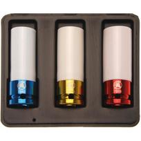 Plonasienių smūginių galvučių rinkinys su apsaugom KRAFTMANN 12,5 mm (1/2"), 17/19/21 mm, 3 vnt.