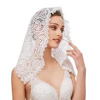 Lace Head Scarf Hollowout Head Covering Mantilla Headpiece For Wedding Receptions And Bridal Photoshoots juoda