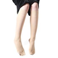 Women's Split Toe Lnee Length Socks Summer Solid Color Five Finger Socks Sweat Absorbing Breathable Over the Calf Socks