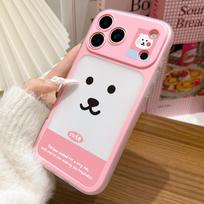 Cute cartoon bear rabbit emoji for iPhone17 2-in-1 mobile phone case Apple 16 niche 15 fine holes iPhone 13&14 rožinė