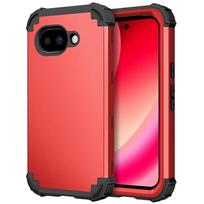 3-in-1 tvirtas apsauginis dėklas Fundas, skirtas Google Pixel 10A, minkštas silikoninis pamušalas, kieto plastiko smūgiams atsparus telefono dėklas Google Pixel 10A raudona