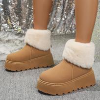 Elegant Faux Fur Snow Boots for Women Chunky Platform High Heel Ankle Boots 2025 Winter Fluffy Furry Designer Shoes Plus Size 42 36 ruda