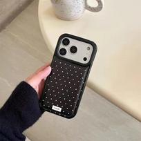 Ins full screen polka dots for iPhone Apple 17Promax mobile phone case 16 bulge bag leather pattern 15Pro women 14 soft IPhone17ProMax