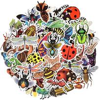Atsparūs vandeniui gamtos viniliniai lipdukai, rinkinys nešiojamam kompiuteriui, scrapbooking, vaikams (50 vnt. vabzdžių stiliaus) black