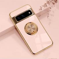 Prabangus žiedo laikiklio plonas telefono dėklas, skirtas „Google Pixel 9A 8 Pro 7 Pro“ minkštam silikoniniam blizgiam TPU smūgiams atspariam buferio dėklui Google Pixel 8 Pro rožinė