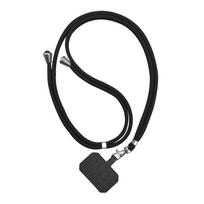 Universalus Crossbody Nailono Patch Phone Lanyards Virvė Mobiliojo telefono dirželio dirželis juoda