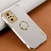 Žiedo laikiklio stovas 6D padengtas odinis telefono dėklas, skirtas Xiaomi Redmi Note 10 9 Pro 10S 9S POCO X3 Pro NFC Minkštas telefono dangtelis Elektros plokštės smūgiams atsparus korpusas For Redmi Note 10S balta