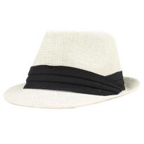Madinga vyrų moterų šiaudinė skrybėlė Kontrastinė juostelė Fedora Curly Brim Unisex Panama Jazz Trilby Hat Cap