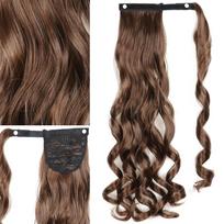LISI HAIR sintetinis 22 colių ilgio banguotas apvyniojimas aplink segtukus į uodegą plaukų priauginimas blondinai juodi natūralūs plaukai 55 CM