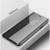 Prabangus veidrodinis apverčiamas odinis telefono dėklas, skirtas iPhone 14 13 12 11 Pro Max X XR XS Max 8 7 6s 6 Plus Clear View knygos stovo dangtelis iPhone 6s Plus juoda