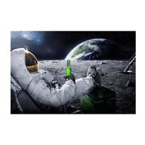 Astronautas, geriantis alų mėnulyje, žiūrėdamas, kaip žemė naikina modernią drobę. Tapyba Plakatai Spaudiniai Svetainės siena Meno paveikslėliai Šiuolaikinis namų dekoras 20x30cm No Frame balta