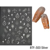 Bronzuojantys širdies lipdukai nagams Aukso šlifavimo lazeriniai drugeliai žvaigždė mėnulio lipnūs slankikliai „pasidaryk pats“ nagų dailės priedai Deco GLBTF-S sidabras