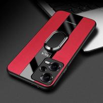 POCO F5 dėklui, magnetinio žiedo laikiklio stovo telefono dangtelis, skirtas Xiaomi Poco F5 Pro plexiglass PU odos apsauga galinis dangtelis For POCO F5 5G raudona