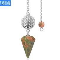 Dvasios švytuoklės krištolinis pusiau GEM PANDANT Gydomasis krištolo taškas švytuoklė Raganų meditacijos papuošalai Malachite gray