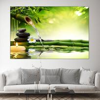 Žalias bambukas ir žvakė Zen Buddha Spa Akmens drobė Tapyba Natiurmortas Plakatai ir spaudiniai Sienos Menas Nuotraukos Namų dekoras Be rėmelio 21*30cm