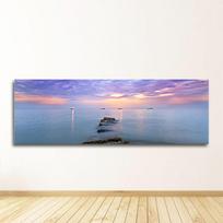 Panorama Skandinaviškas Sienos Menas Paveikslas Svetainė Saulėlydžiai Natūralus Jūros Kranto Peizažas Plakatas Spaudinys Drobės Tapyba Namų Dekoras 20X60CM elektrine violetine spalva