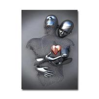 Metalo robotas, abstraktus menas, skulptūra, tapyba aliejumi 21cm×30cm NoFrame gray