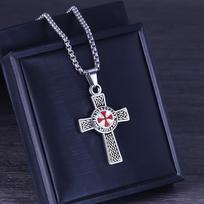Vintage Fashion Crusader Freemason Vyriški pakabukai Minimalistiniai kryžiaus karoliai Vyriški madingi kaklo pakabukai sidabras