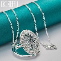 DOTEFFIL 925 Sterling Silver apskritas nuotraukų rėmelis, pakabukas, karoliai, vestuvių madingi papuošalai 45cm